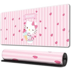 Kawaii Girly Cute Gaming Mouse Pads, Long Extended Desk Mat, Extra Large Girl Anime Mousepad Keyboard Pads for Work Game Office Home (Kitty)