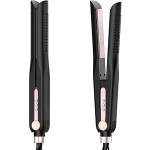 SKIMI Airflow Styler, Titanium Flat Iron Hair Straightener, Professional Curling Iron with Cooling Air Vents to Lock in Style, 5 Temps & Dual Voltage, Auto Off