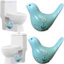 2PCS Toilet Bolt Covers Decorative, Cute Bird Toilet Screw Cover Caps, Ceramic Toilet Bolt Caps Decorative, Funny Bathroom Accessories, No Tools Easy Installation Bathroom Decor (Blue)