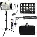 Sheet Music Stand with Light & Phone Holder, 57" Music Stand for Sheet Music High Stability, Height Adjustable Music Sheet Stand, Portable Music Book Holder (33-57inch)