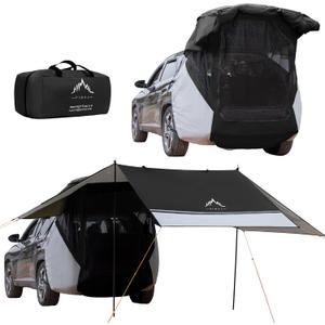 UNIHIMAL SUV Tent for Camping, Car Awning, Tailgate Tent Windproof Hatchback for Roof Canopy and Poles Universal Waterproof 3000MM UPF 50+ (Black)
