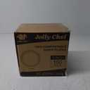 JOLLY CHEF 100% Compostable Paper Plates, 150 Pack 9 Inch Heavy Duty Plates, Disposable Biodegradable Eco-Friendly Sugarcane, Bulk Nature