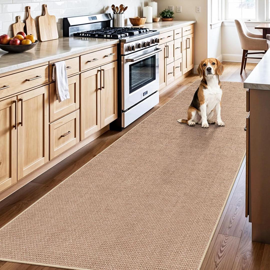 3x10 Runner Rug Hallways Washable: Non Slip Kitchen Extra Long Jute Runners
