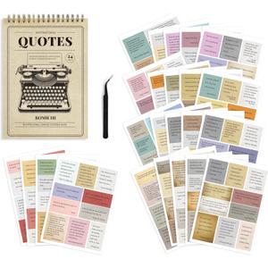 Scrapbook Supplies - 24 Sheets 246 Pcs Word Quote Stickers, Junk Journal Supplies for Scrapbooking, Bullet Journal, DIY Craft Card Making