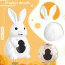 Easter Bunny Figurines 11 Inch Light up Easter Bunny Decorations White Resin Rabbit Figurines for Spring Indoor Rustic Decor Home Table Room Kitchen(Flower Style)