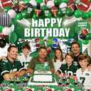 Football Birthday Party Decorations for Boys Girls - Premium Football Party Supplies Kit - Includes Banner, Tablecloth, Backdrop, Balloons, Cake Toppers, Tattoos