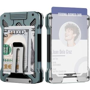 2 x Slim Wallet for Men and Card Holder | RFID Protected | Pull-Up Function | Front Pocket Wallets | ID Card Window | Integrated Money Clip | Grey