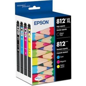 EPSON 812 DURABrite Ultra Ink High Capacity Black & Standard Color Cartridge Combo Pack (T812XL-BCS) Works with WorkForce Pro WF-7310 ,7820, 7840, EC-C7000