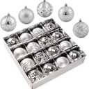 Christmas Ornaments - 16 Pcs Christmas Ball Ornaments Set, Assorted Shatterproof Christmas Glittering Ornaments for Christmas Tree, Christmas Tree Decoration for Xmas Holiday (Silver)