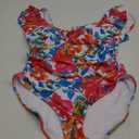 Eomenie Women's One Piece Swimsuit Tummy Control Bathing Suit Cutout Ruffle Slimming Swim Suit (Large, Red Floral Print)