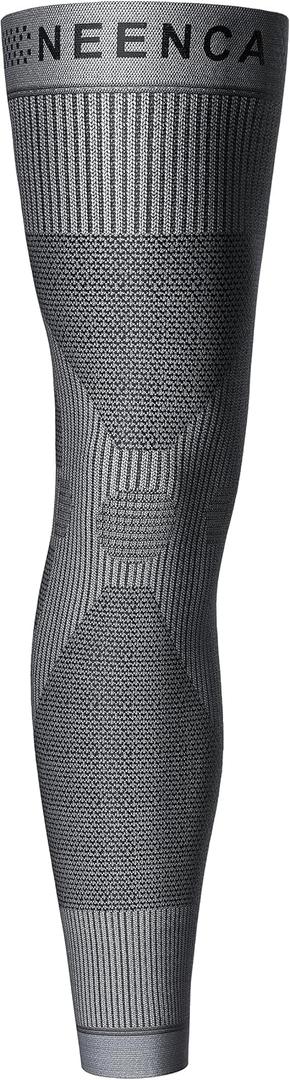 NEENCA Compression Leg Sleeve - Long Knee Sleeve, Ultra-thin Leg Sleeve with Graphene Ions Infused Fabric for Knee Pain Relief, Swelling, Arthritis, Poor Circulation, Runner, Sports - FSA/HSA Approved (Medium, Silver Gray - Single)