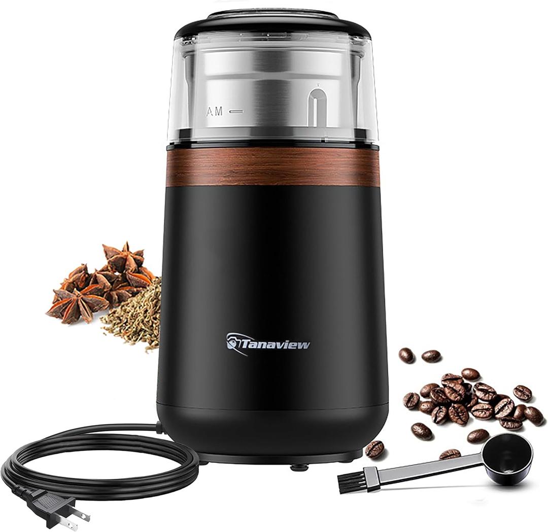 Coffee Grinder Electric, Bean and Spice and Herbs Dual Stainless-Steel Blades, Removable Bowl Fresh Coffee 150 watts, grinds up to 2.5 Oz/70 gm Makes 12 cups