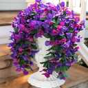 HyeFlora Bougainvillea Artificial Hanging Flowers Plants for Outdoors Decoration, 2pcs Fake Flowers Silk Bougainvillea Vines Realistic UV Resistant Faux Flowers for Outdoor Planters Porch Patio, Mix