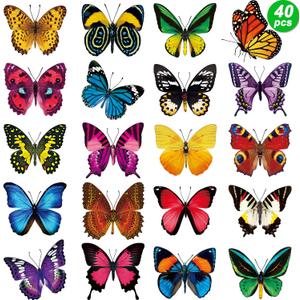 Outus 40 Pieces Butterfly Anti-Collision Window Decals Spring Decor Butterfly Clings to Prevent People and Bird Strikes on Window Glass Stickers Door Decals Decor