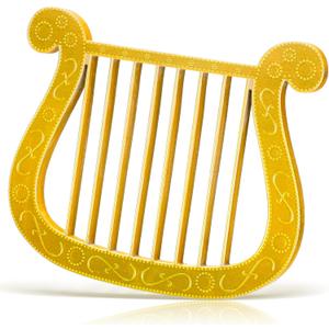 Boao Angel Harp Wooden Christmas Costume Accessory Gold Wooden Angel Harp for Christmas Theme Party 10.63 x 8.46 x 0.59 Inches