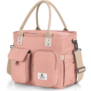Hafmall 16L Large Insulated Lunch Bag Women, Wide Opening, Pink