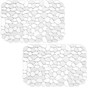 Coopay Sink Mat Pebble Sink Protectors for Kitchen Sink, PVC Eco-friendly Adjustable Stainless steel Porcelain Dish Drying Pad, Protector for Bottom of Kitchen Sink, 15.8 x 11.8 inches (2 Pack, Clear)