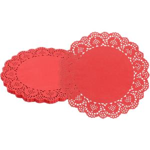 uxcell 100pcs Paper Doilies, 6.5 Inch Lace Paper Doilies, Disposable Paper Placemats for Cakes Table Plate Crafts Party Weddings Tableware Red
