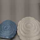 Coastal Vase Set of 2 - Seashell Decor Centerpiece for Shelf & Coffee Table, Blue and White Modern Ribbed Ceramic Flower Vase Home Accents with Shell Design, Beach Decor
