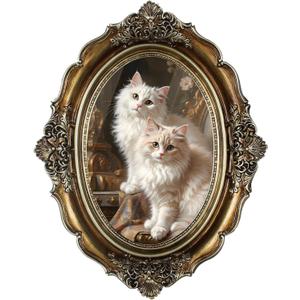 Oval Vintage Picture Frame, 4x6 Gold Oval Antique Frame, Vintage Picture Frame Tabletop and Wall Mount Antique Frame, Picture Small Frames Classic Wall Art Valentine Decorations, Bronze Gold