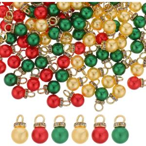 PRETYZOOM 150pcs Mini Christmas Ball Ornaments 0.3'' Multicolour Imitation Pearl Beads for Small Xmas Tree Decoration, Shatterproof Plastic Baubles for Craft, Christmas Party Supplies