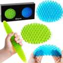 Fidget Worm Toy - Fidget Toys Adults | Sensory Toys for Kids with Autism & ADHD | Fidgets for Kids & Teens | Calming Tools for Stress | 2-Pack Quiet Fidget Toys for Desk & Classroom (Green+Blue,Small)