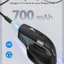 TECKNET Wireless Mouse, Bluetooth Mouse (BT5.3/5.0 & 2.4G) Rechargeable Ergonomic Optical Mouse with 6 Adjustable DPI, Side Scroll, Quiet Clicks, USB A Receiver, 7 Buttons, Wide Compatibility - Black