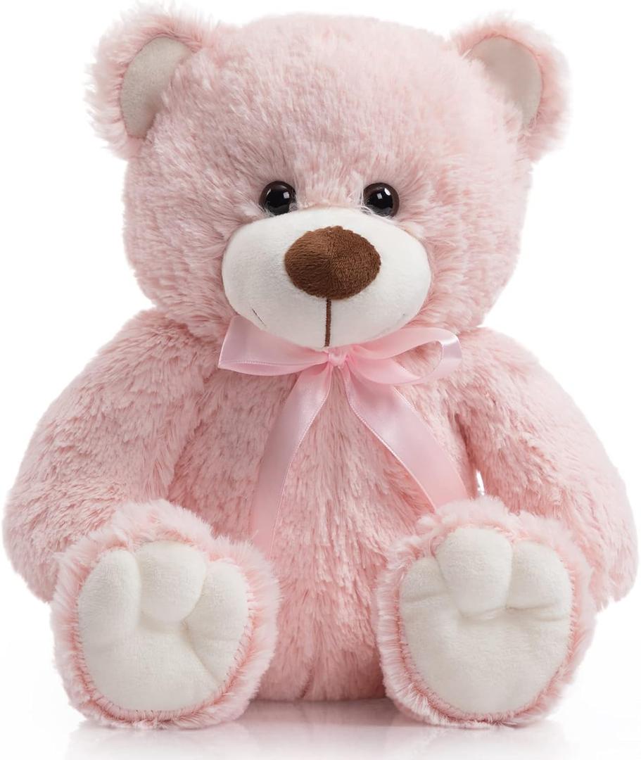 WENMOTDY Super Color Teddy Bear Stuffed Animals Plush Toy for Children Girlfriend Family Congratulations Baby Shower Birthday Pink 14 inch