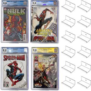 12pcs Clear Floating Comic Book Display Shelves, Comic Book Shelf Stand Wall Mount Showcase Display Case Holder