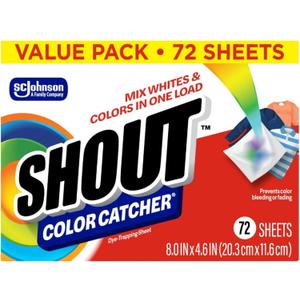 Shout Color Catcher Sheets for Laundry, Maintains Clothes Original Colors, 72 Count