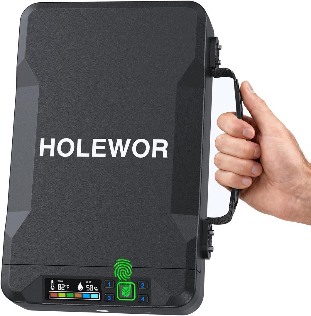 Car Safe Small Pistol Safe Handheld Biometric Cases for Handguns, Portable Fingerprint Pistol Lock Security Box for Travel Nightstand Bedside