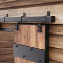 Easelife 8FT Exterior Sliding Barn Door Hardware Kit, Box Rail Track, 450lb Capacity, Black Weather-Resistant Steel, Wall Mount System for Outdoor Use, Fit Single 48in Door