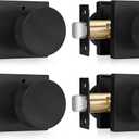 Haidms Matte Black Door Knobs Interior Privacy, Heavy Duty Square Black Interior Door Knobs for Bedroom, Zinc Alloy Privacy Door Knob Bathroom (4 Pack)
