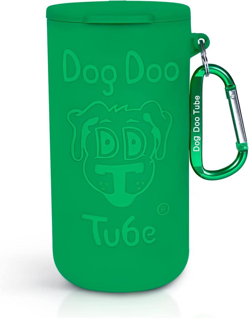 Dog Doo Tube Filled Dog Waste Bag Holders - Reusable Dog Poop Bag Tubes Designed to Keep in Odors and Germs (XLarge, Green)