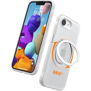 TORRAS 360 Rotating Magnetic Stand for iPhone 16e Case 2025 with Kickstand [Fit for Magsafe] [Military-Grade Protection] Durable, Enhanced Grip, Slim, Ostand Fitness Series, White 6.1"