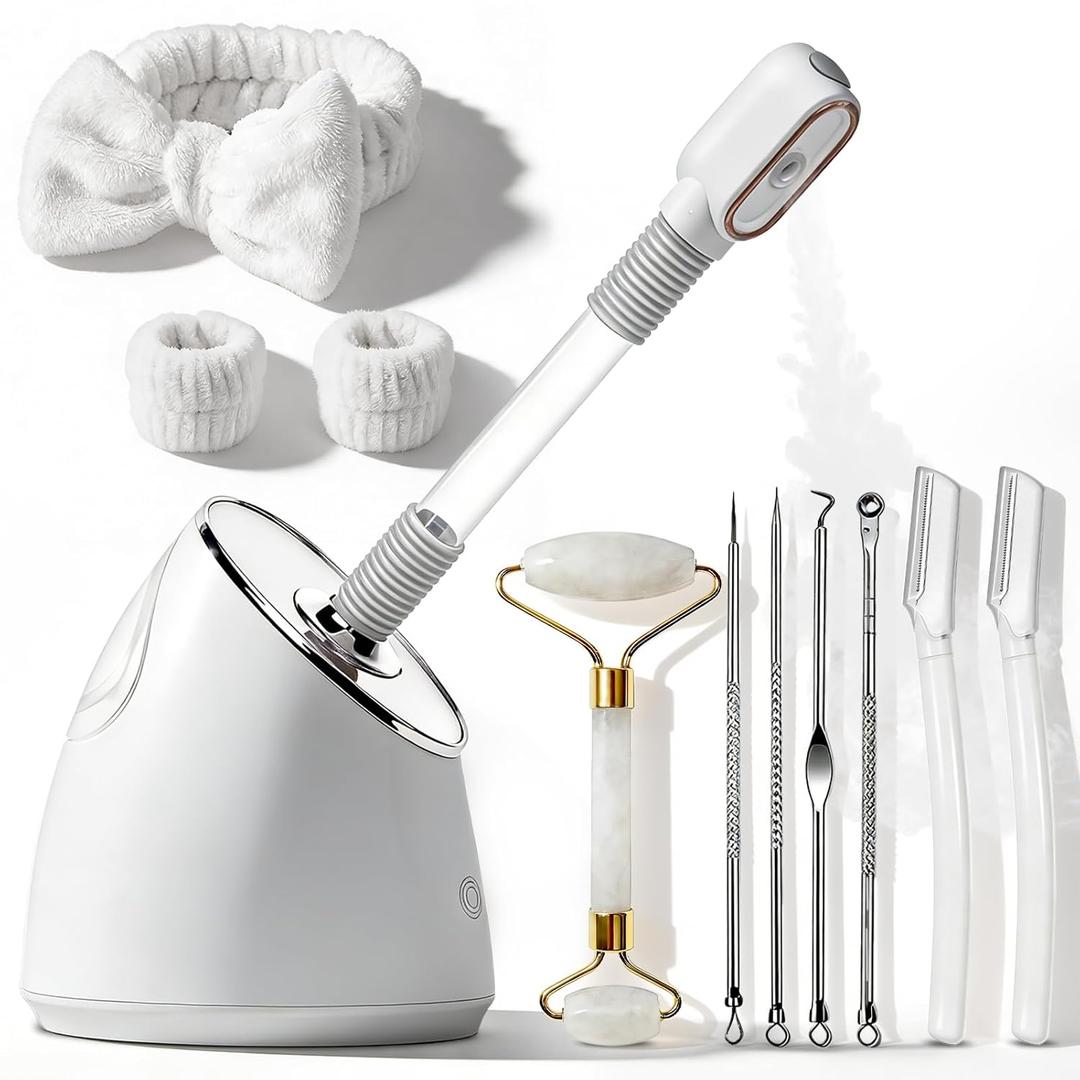 Facial Steamer Spa Kit, Nano Ionic Face Steamer for Deep Cleaning Unclogs Pores, Warm Mist Humidifier Steamer for Face Home Sauna SPA, Self Care Valentines Day Gifts for Women
