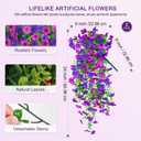 Artificial Fake Hanging Flowers Plants for Outdoor Spring Summer Decoration, UV Resistant Look Real for Home Outside Planter Porch Decor (Purple Pink-2Pack)