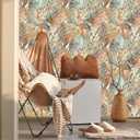 Boho Watercolor Leaf Orange/Yellow/Green Autumn Vintage Peel and Stick Wallpaper Easy Peel Off Contact Paper Stick on Adhesive Wall Paper for Bathroom Waterproof Renter Friendly