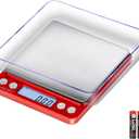Fuzion Digital Scale .01 Gram Accuracy, 500g Mini Food Scales for Small Jewelry, Gold, Herb, Spice - Weight Gram and Oz (Red)