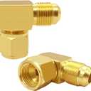 Uenede 2PCS Brass 90 Degrees Swivel Elbow Flare Fitting, 3/8 Flare Female to 3/8 Flare Male Coupler, 3/8" Tube OD SAE 45 Degree Nut Gas Adapter Nipple Pipe Fitting Connector