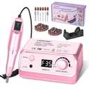 Nail Drill Professional 35000RPM Drils Nail Electric Nail File Nails Drill with 100pcs Sanding Bands and Nail Drill Bits for Acrylic, Gel Nail Manicure & Pedicure (Pink)