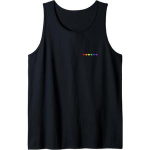 Tiny Rainbow Hearts Subtle Pride Month Flag LGBT Gay Rights Tank Top (Small, Black)