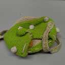 Handmade Knitted Purse Wool Knitted Mushroom Shoulder Bag for Women Crossbody Bucket Bag with Drawstring Green