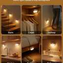 6 Pack Rechargeable Motion Sensor Stair Lights, Indoor Hallway Wall Light, Magnetic Wireless Peel and Stick On Closet Light, Battery Operated LED Night Lights for Step Bedroom Cabinet Toilet Bathroom