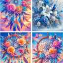 4 Pack Diamond Painting Kits for Adults ,Blue Birds Flower Diamond Art Kits for Beginners, DIY Full Drill Diamond Painting Floral Diamond dot Gem Art Beautiful picture Home Wall Decor 16 x 12 inches