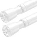 AIZESI 2 Pack Tension Rods for Windows 26 to 39 inch, Adjustable Expandable Pressure Spring Curtain Rods No Drilling, White Curtain Rods for Doorway Closet Door