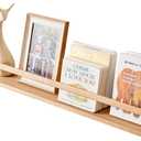 Oak Nursery Shelves, Natural Wood Nursery Floating Shelves Wall Mounted, Wall Bookshelf for Bedroom Living Room Kitchen Spice Rack,32 Inch