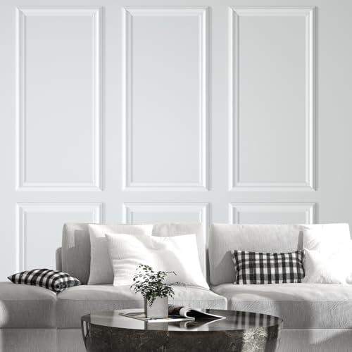NeatiEase Peel and Stick Wall Molding Kit 6-Frame Pre-Made, Luxe Architectural Wall Moulding Panel Frame, Self-Adhesive Wainscoting Panels, Molding Trim for Interior Walls Doors Home Decor (54"x24")