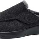 OrthoComfoot Men's Orthopedic Slippers Walking Shoes with Arch Support: Slip On Loafers for Plantar Fasciitis, Casual Flat Feet Hook and Loop Mule Clogs for Foot and Heel Pain Relief (11.5, W1-black)