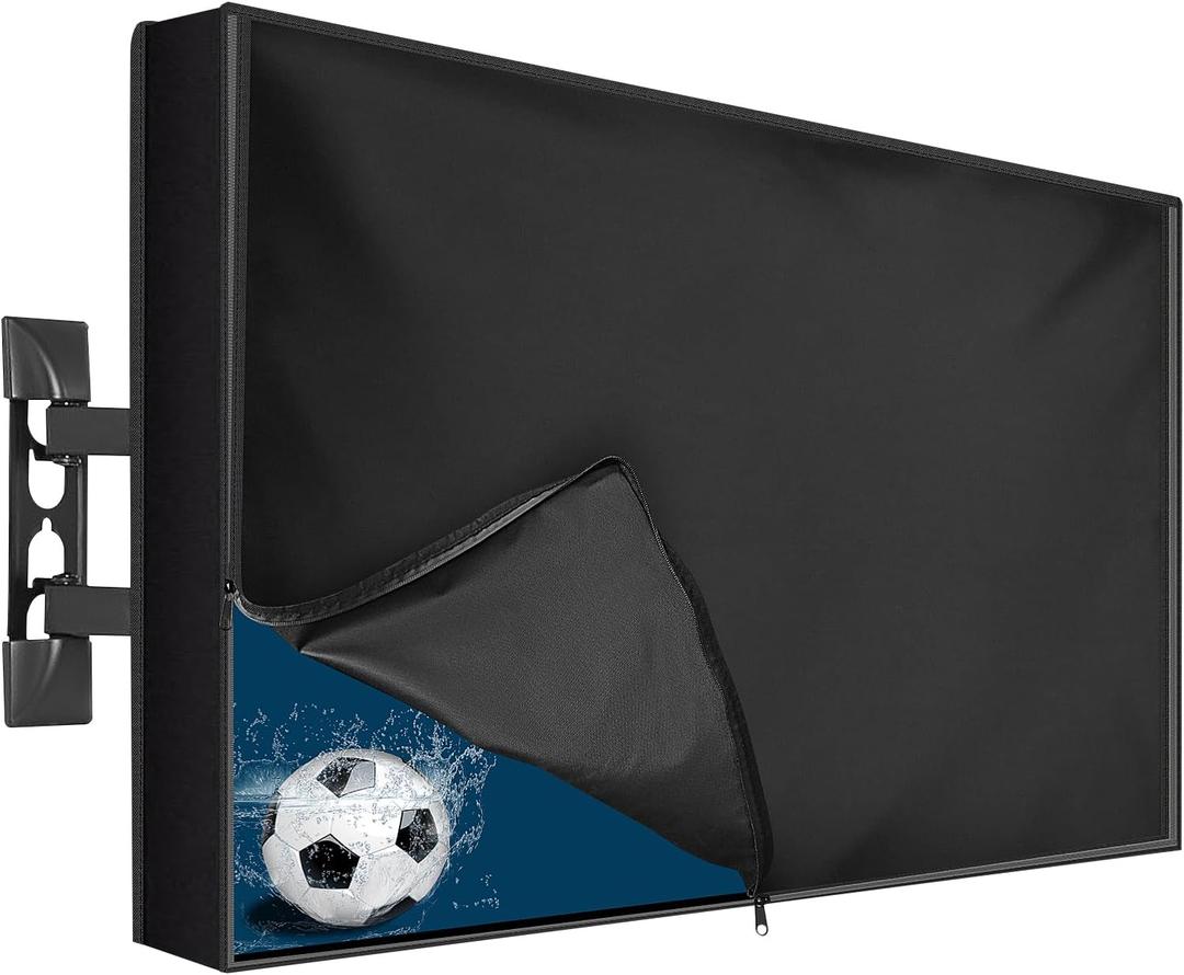 Outdoor TV Cover 60 to 65 Inch Weatherproof, Waterproof Outside TV Covers Heavy Duty 600D Oxford TV Covers Outdoor TV Screen Protectors Shield with Full Zippers and Velcro for Flat Screen Outdoor TVs